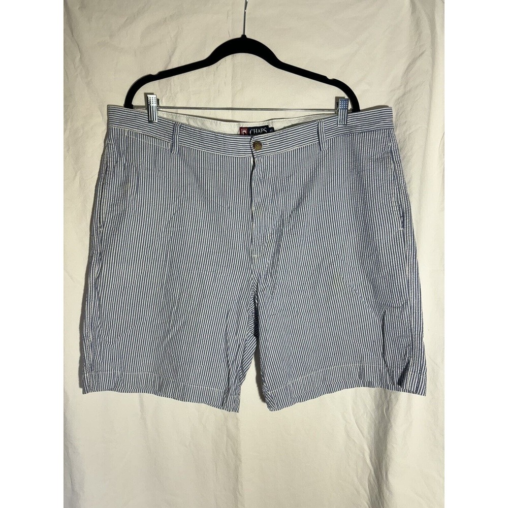 Chaps Men's Shorts Size 40 Light Blue White Stripe Seeksucker Cotton Pockets M16